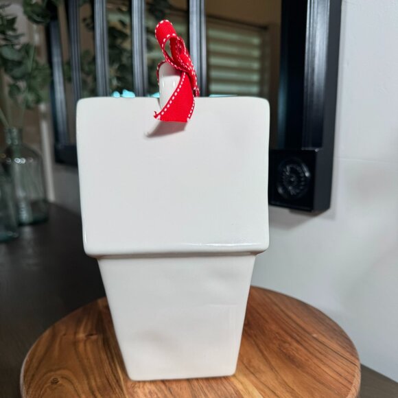 Rae Dunn “HOME” Ceramic Birdhouse with Red Ribbon — Farmhouse Decor - Picture 4 of 9